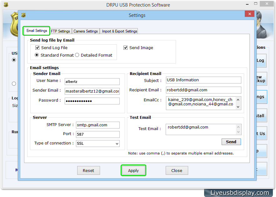 E-mail Settings